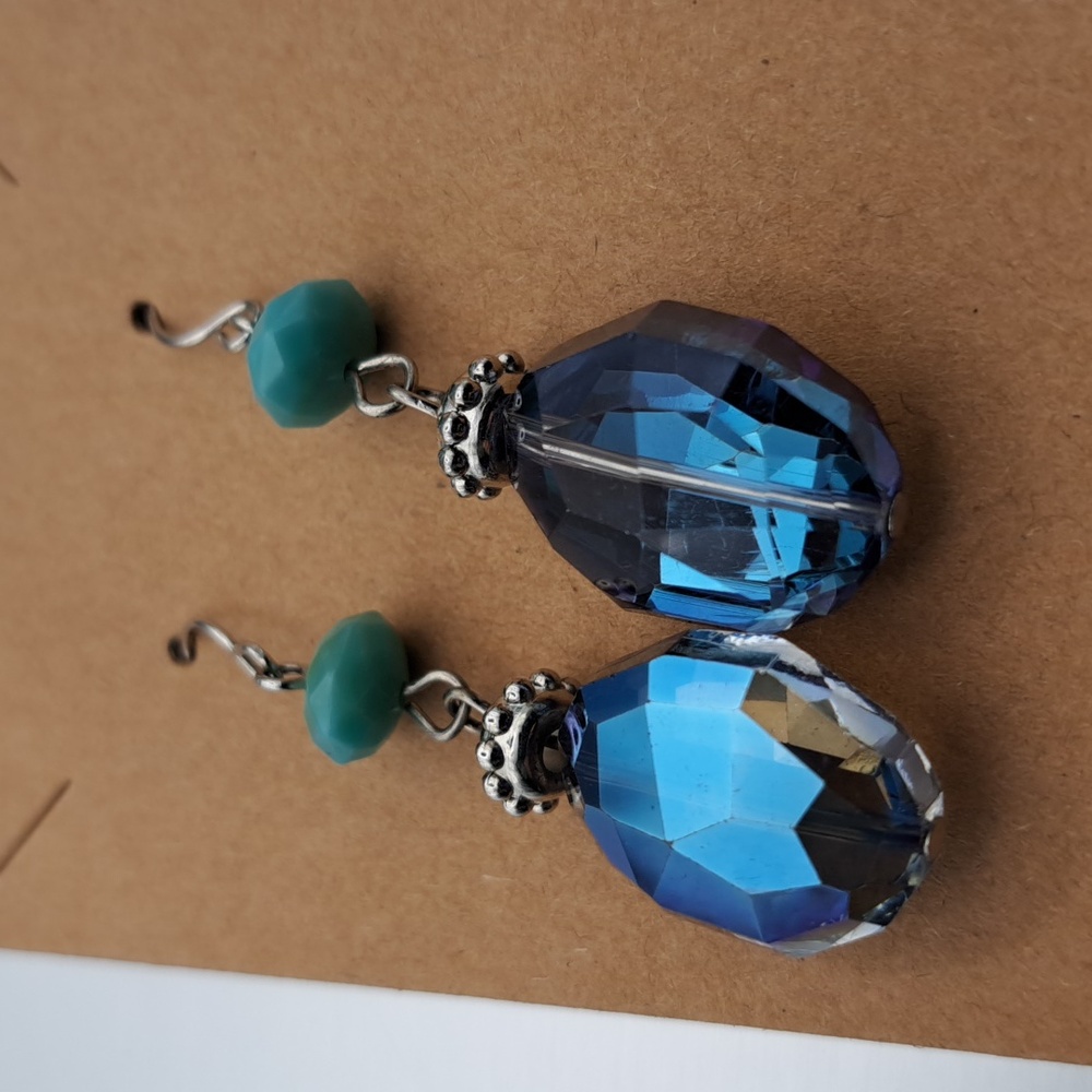 Blue and Turquoise Dangle  Fashion Earrings - Picture 2 of 5